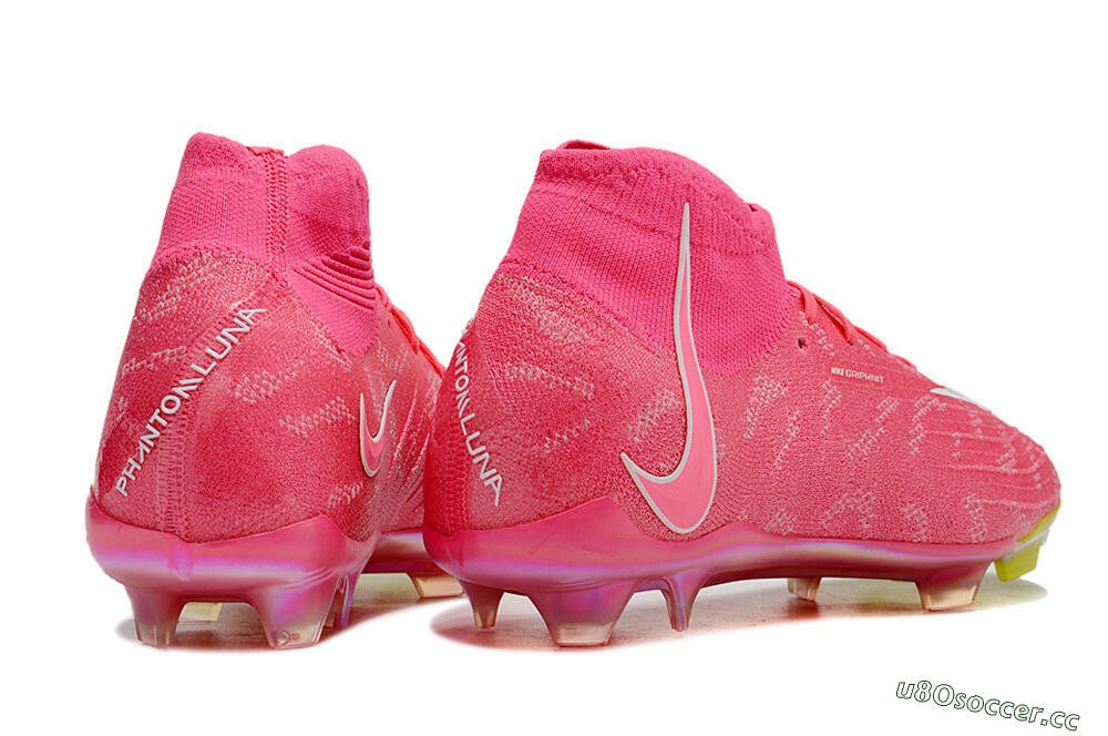 Unisex Nike Phantom Luna Elite FG Firm Ground High-Tops Football Boots - Pink/White/Yellow 6