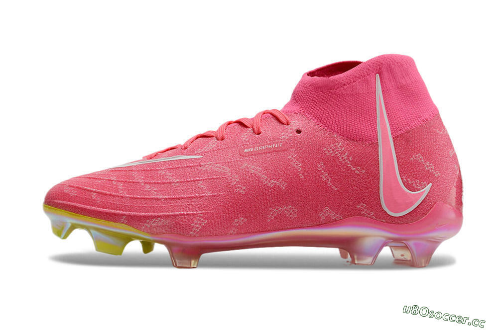 Unisex Nike Phantom Luna Elite FG Firm Ground High-Tops Football Boots - Pink/White/Yellow 0