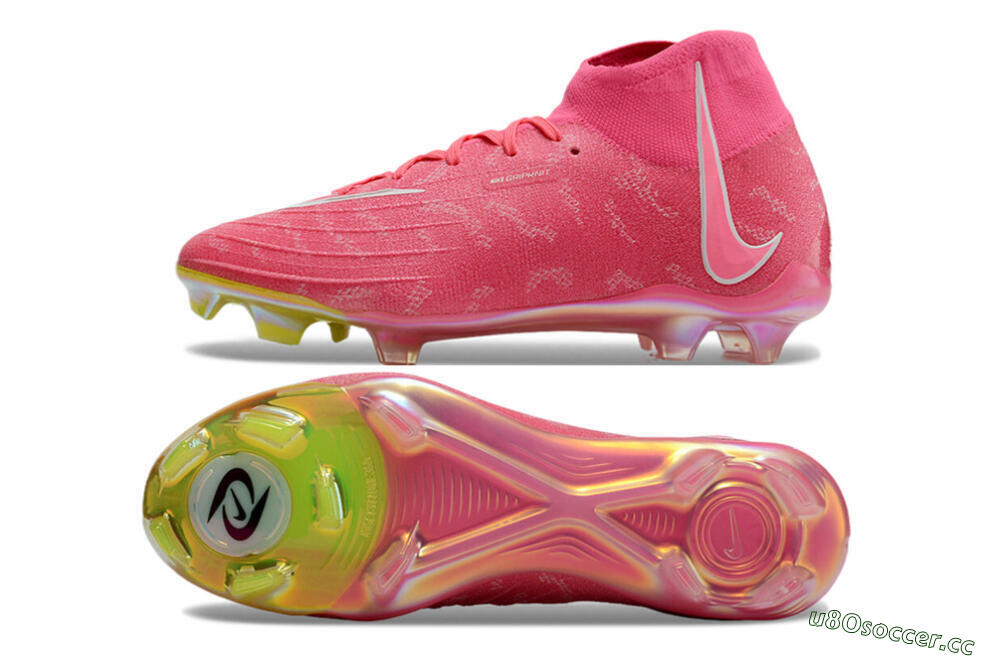 Unisex Nike Phantom Luna Elite FG Firm Ground High-Tops Football Boots - Pink/White/Yellow 1