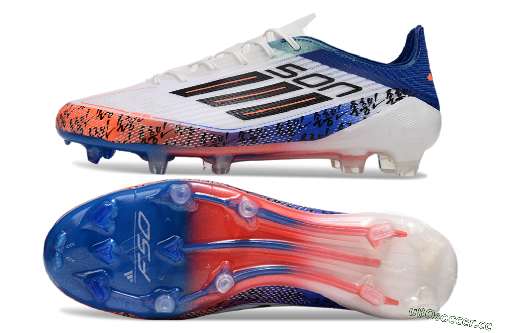 Men's Adidas F50 Elite FG Firm Ground Low-Tops Football Boots - White/Red/Blue 1