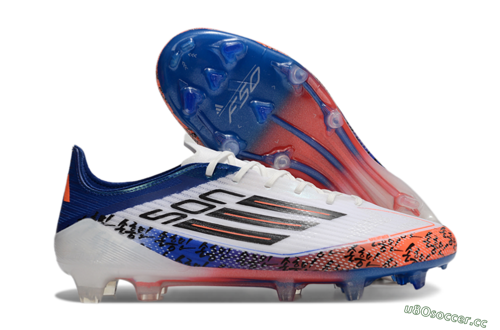 Men's Adidas F50 Elite FG Firm Ground Low-Tops Football Boots - White/Red/Blue 2