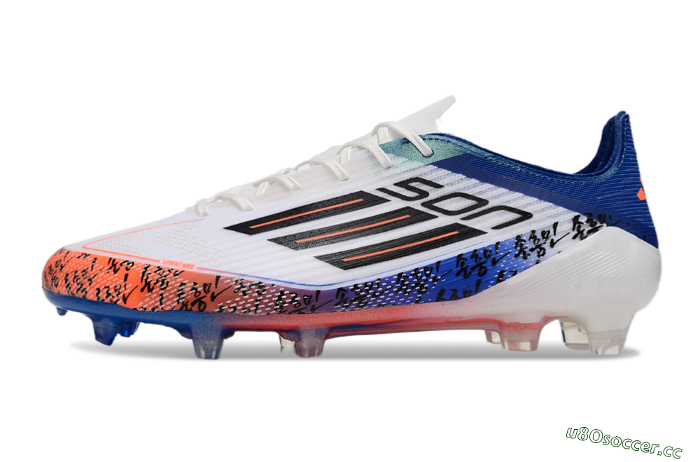 Men's Adidas F50 Elite FG Firm Ground Low-Tops Football Boots - White/Red/Blue 0
