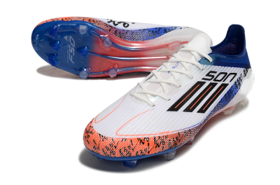 Men's Adidas F50 Elite FG Firm Ground Low-Tops Football Boots - White/Red/Blue