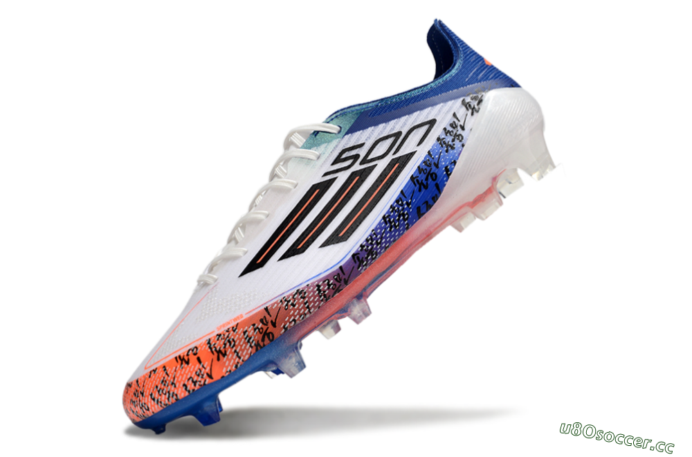 Men's Adidas F50 Elite FG Firm Ground Low-Tops Football Boots - White/Red/Blue 5