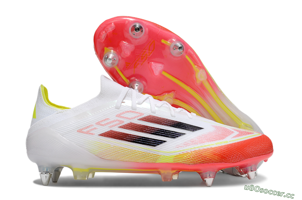 Men's Adidas F50 Elite SG Soft Ground Low-Tops Football Boots - White/Red/Yellow 2