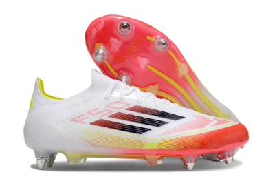 Men's Adidas F50 Elite SG Soft Ground Low-Tops Football Boots - White/Red/Yellow