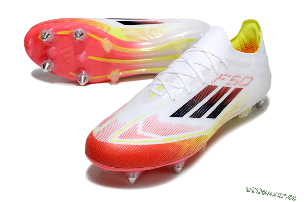 Men's Adidas F50 Elite SG Soft Ground Low-Tops Football Boots - White/Red/Yellow 3