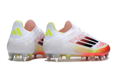 Men's Adidas F50 Elite SG Soft Ground Low-Tops Football Boots - White/Red/Yellow