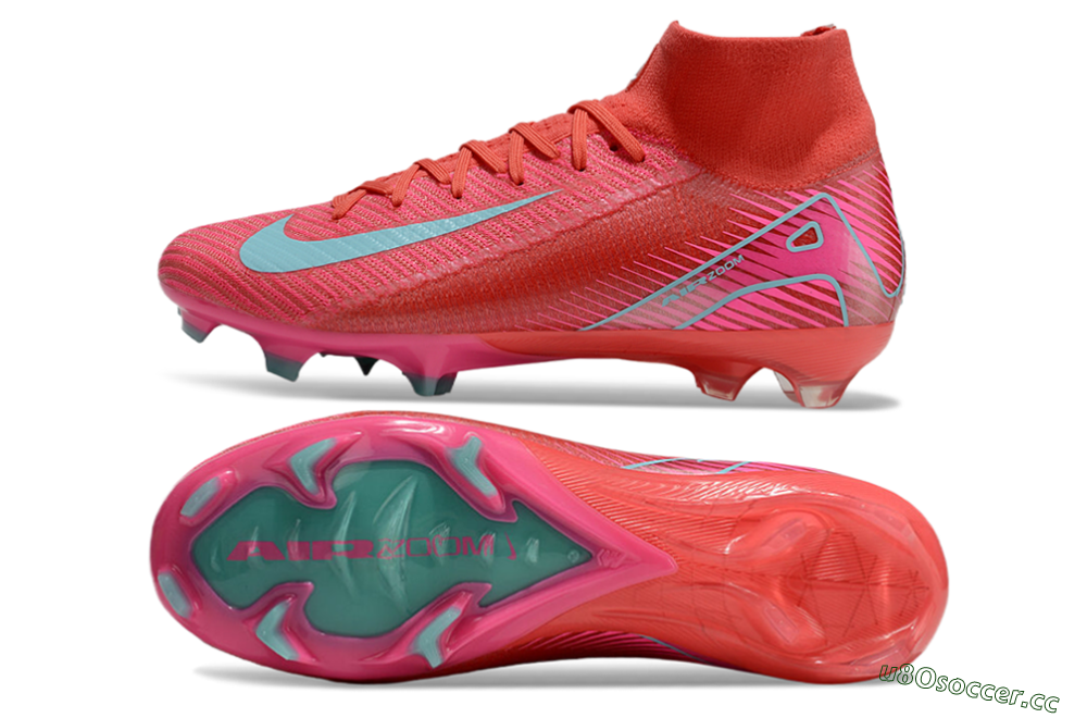 Unisex Nike Air Zoom Mercurial Superfly 10 Elite FG Firm Ground High-Tops Football Boots - Red/Jade/White 1