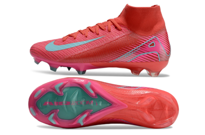 Unisex Nike Air Zoom Mercurial Superfly 10 Elite FG Firm Ground High-Tops Football Boots - Red/Jade/White