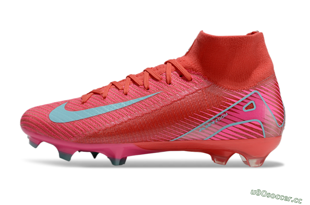 Unisex Nike Air Zoom Mercurial Superfly 10 Elite FG Firm Ground High-Tops Football Boots - Red/Jade/White 0