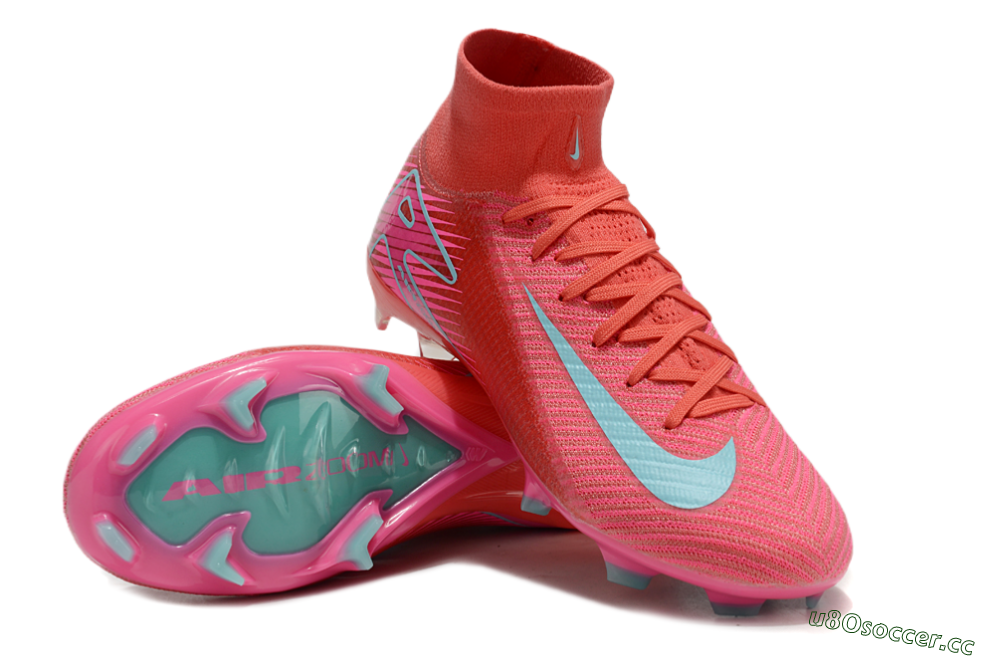 Unisex Nike Air Zoom Mercurial Superfly 10 Elite FG Firm Ground High-Tops Football Boots - Red/Jade/White 4
