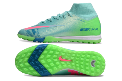 Men's Nike Air Zoom Mercurial Superfly 10 Elite TF Artificial Turf High-Tops Football Shoes - Jade/Pink/White