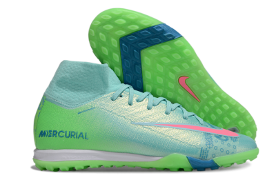 Men's Nike Air Zoom Mercurial Superfly 10 Elite TF Artificial Turf High-Tops Football Shoes - Jade/Pink/White