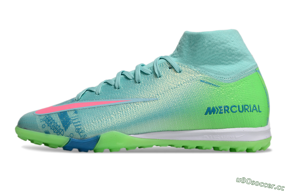 Men's Nike Air Zoom Mercurial Superfly 10 Elite TF Artificial Turf High-Tops Football Shoes - Jade/Pink/White 0