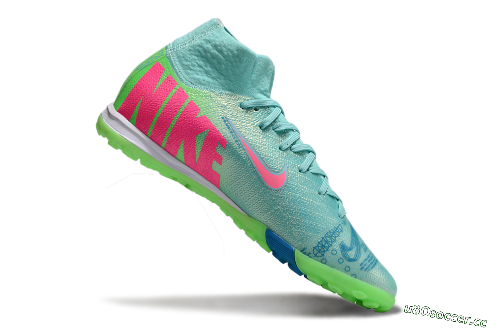 Men's Nike Air Zoom Mercurial Superfly 10 Elite TF Artificial Turf High-Tops Football Shoes - Jade/Pink/White 4