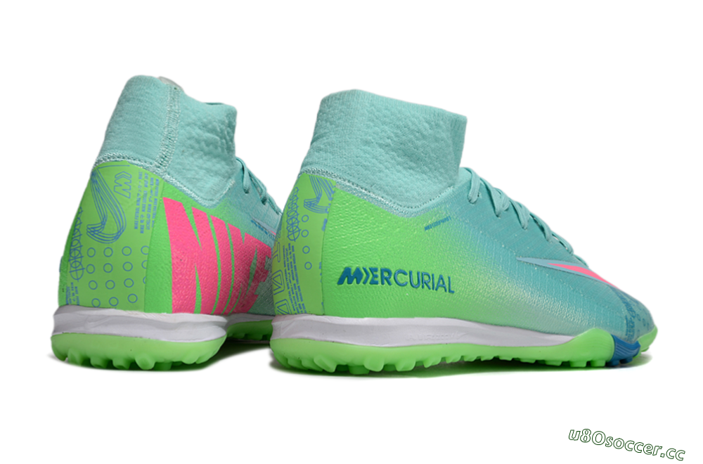 Men's Nike Air Zoom Mercurial Superfly 10 Elite TF Artificial Turf High-Tops Football Shoes - Jade/Pink/White 6