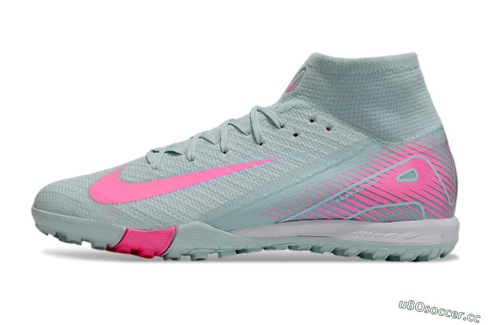 Men's Nike Air Zoom Mercurial Superfly 10 Elite TF Artificial Turf High-Tops Football Shoes - Jade/Pink/White 2