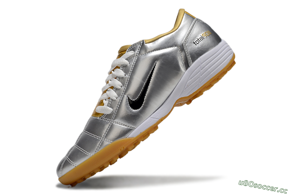 Unisex Nike Total 90 II TF Artificial Turf Low-Tops Football Shoes - Silver/Black/White 5