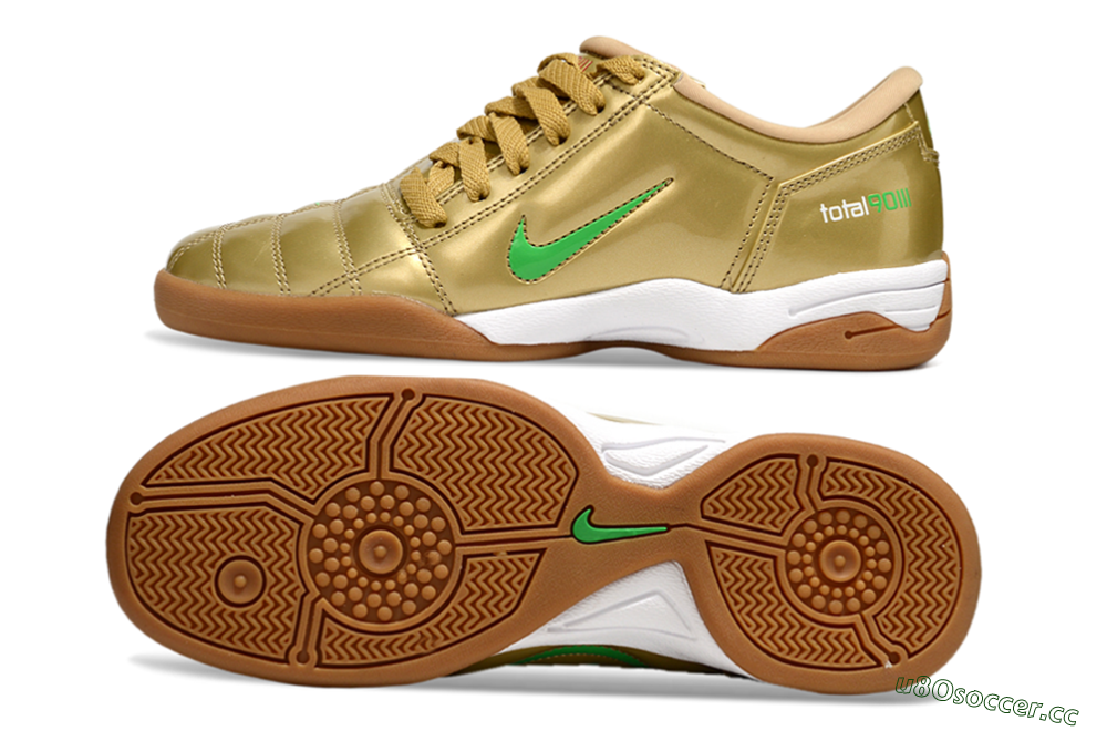 Men's Nike Total 90 II IC Indoor & Futsal Low-Tops Football Shoes - Gold/Green/White 1