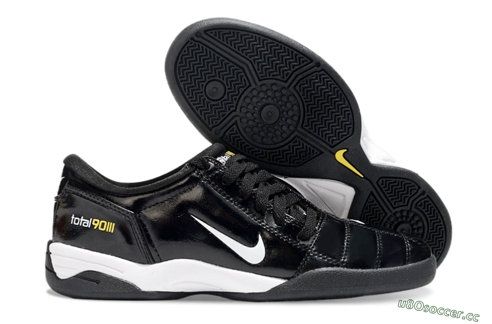 Men's Nike Total 90 II IC Indoor & Futsal Low-Tops Football Shoes - Black/White/Yellow 2