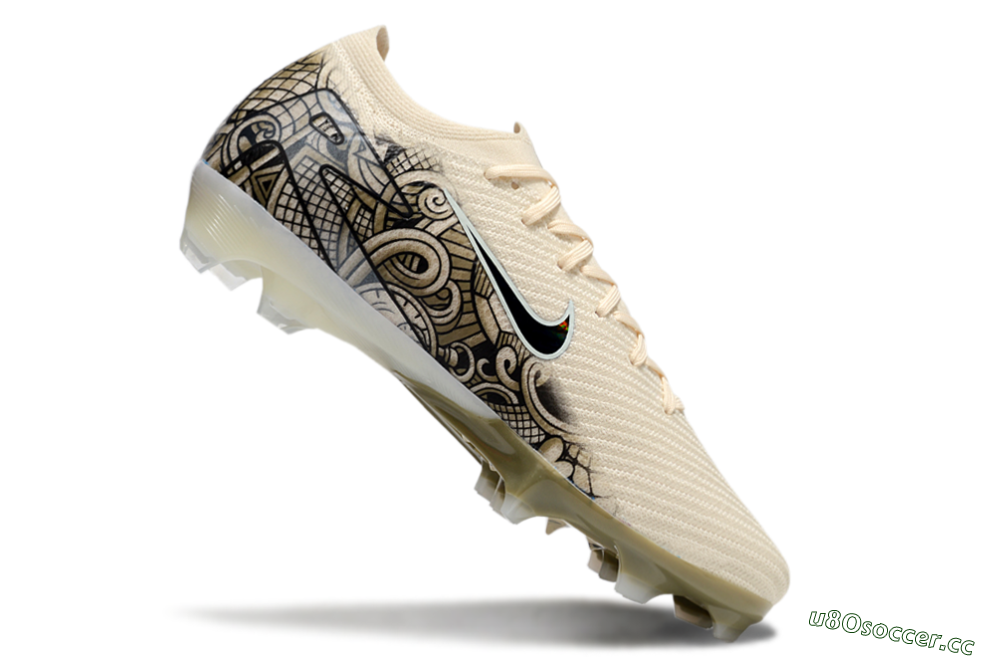 Men's Nike Air Zoom Mercurial Vapor 16 Elite FG Firm Ground Low-Tops Football Boots - Beige/Black/White 4