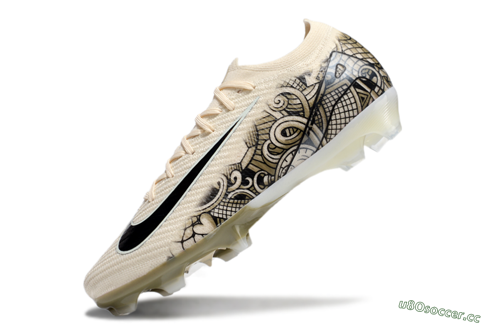 Men's Nike Air Zoom Mercurial Vapor 16 Elite FG Firm Ground Low-Tops Football Boots - Beige/Black/White 5