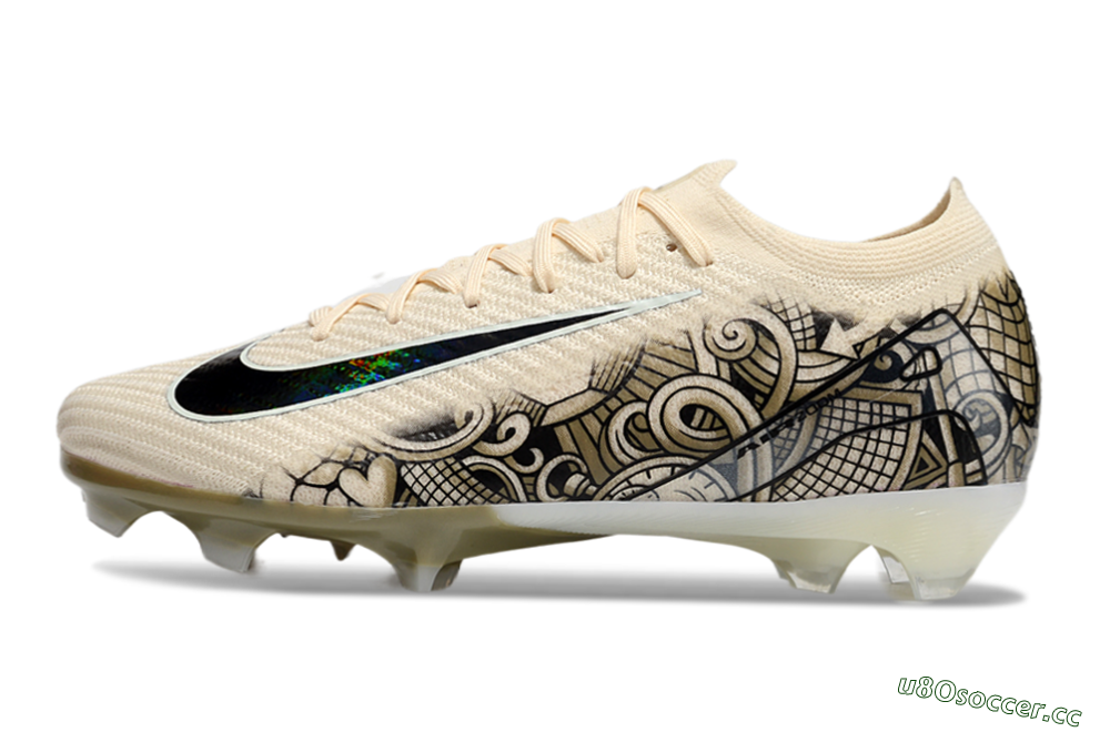 Men's Nike Air Zoom Mercurial Vapor 16 Elite FG Firm Ground Low-Tops Football Boots - Beige/Black/White 0