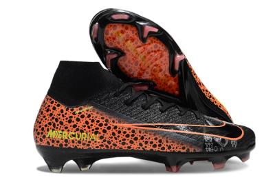 Men's Nike Air Zoom Mercurial Superfly 10 Elite FG Firm Ground High-Tops Football Boots - Black/Orange/Leopard