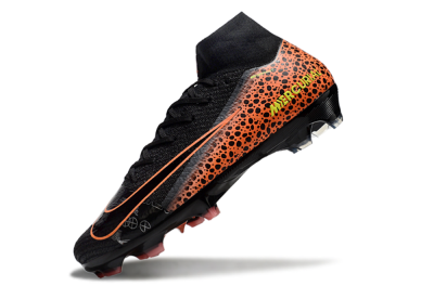 Men's Nike Air Zoom Mercurial Superfly 10 Elite FG Firm Ground High-Tops Football Boots - Black/Orange/Leopard