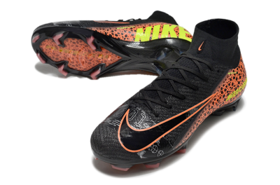 Men's Nike Air Zoom Mercurial Superfly 10 Elite FG Firm Ground High-Tops Football Boots - Black/Orange/Leopard