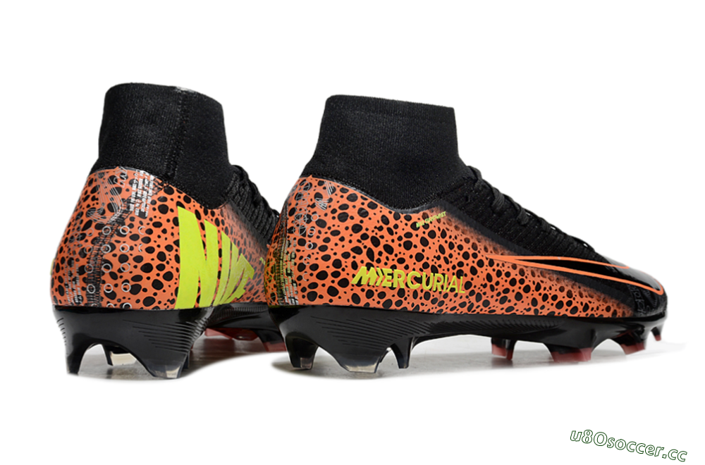 Men's Nike Air Zoom Mercurial Superfly 10 Elite FG Firm Ground High-Tops Football Boots - Black/Orange/Leopard 6