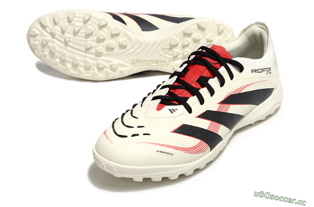 Men's Adidas Predator Elite 25 TF Artificial Turf Low-Tops Football Shoes - Beige/Black/Red 3