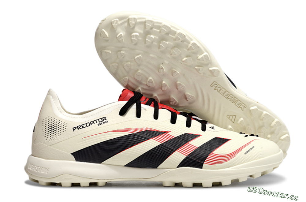 Men's Adidas Predator Elite 25 TF Artificial Turf Low-Tops Football Shoes - Beige/Black/Red 2