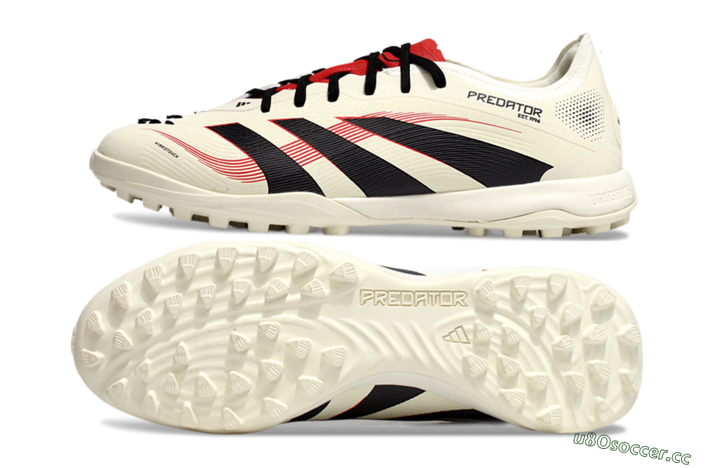 Men's Adidas Predator Elite 25 TF Artificial Turf Low-Tops Football Shoes - Beige/Black/Red 1