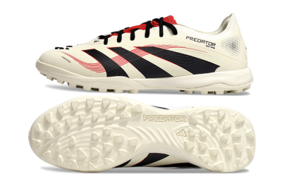 Men's Adidas Predator Elite 25 TF Artificial Turf Low-Tops Football Shoes - Beige/Black/Red