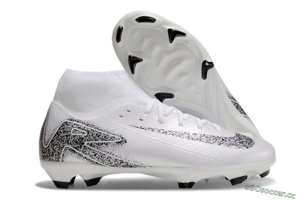 Men's Nike Air Zoom Mercurial Superfly 10 Elite FG Firm Ground High-Tops Football Boots - White/Black 2