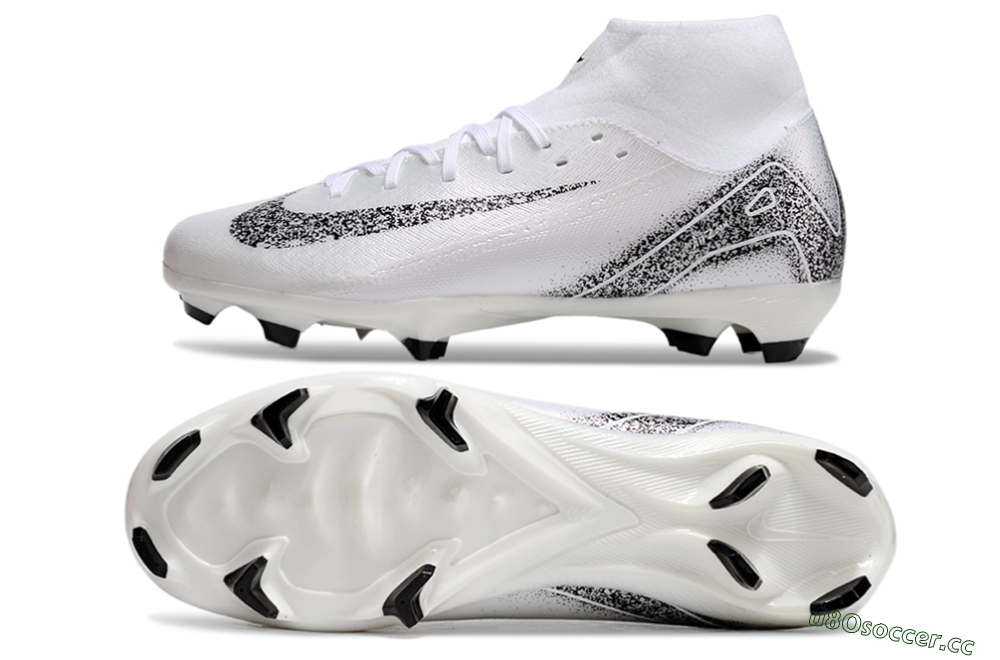 Men's Nike Air Zoom Mercurial Superfly 10 Elite FG Firm Ground High-Tops Football Boots - White/Black 1