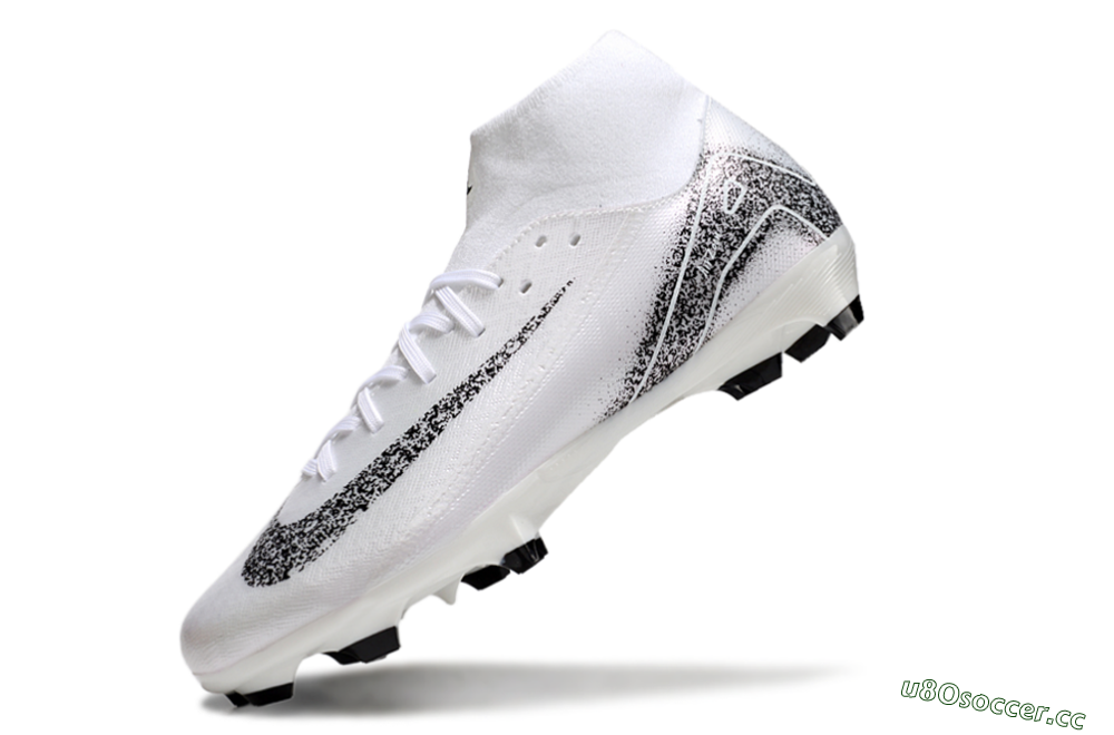 Men's Nike Air Zoom Mercurial Superfly 10 Elite FG Firm Ground High-Tops Football Boots - White/Black 5