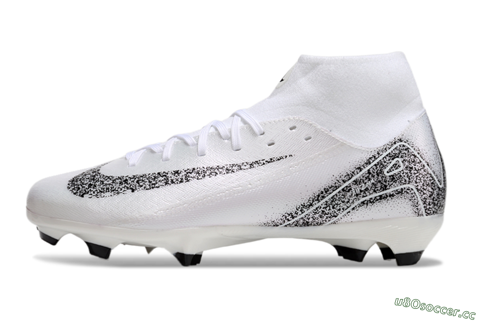 Men's Nike Air Zoom Mercurial Superfly 10 Elite FG Firm Ground High-Tops Football Boots - White/Black 0