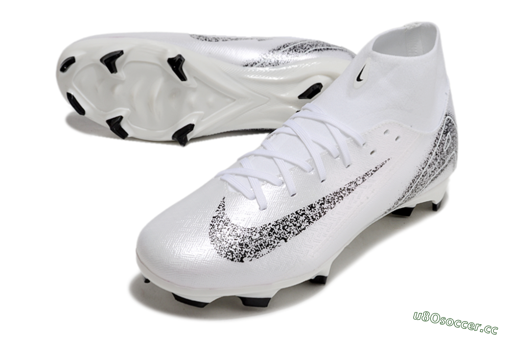 Men's Nike Air Zoom Mercurial Superfly 10 Elite FG Firm Ground High-Tops Football Boots - White/Black 3