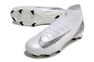 Men's Nike Air Zoom Mercurial Superfly 10 Elite FG Firm Ground High-Tops Football Boots - White/Black