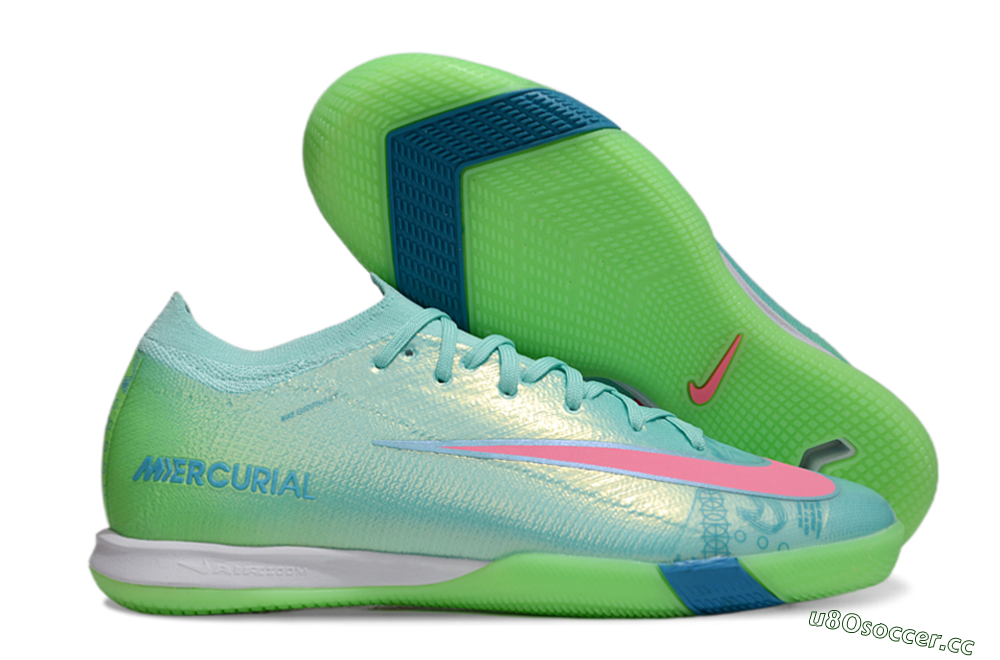 Men's Nike Air Zoom Mercurial Vapor 16 Elite IC Indoor & Futsal Low-Tops Football Shoes - Jade/Pink/Yellow 2