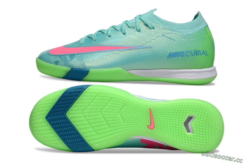 Men's Nike Air Zoom Mercurial Vapor 16 Elite IC Indoor & Futsal Low-Tops Football Shoes - Jade/Pink/Yellow 1