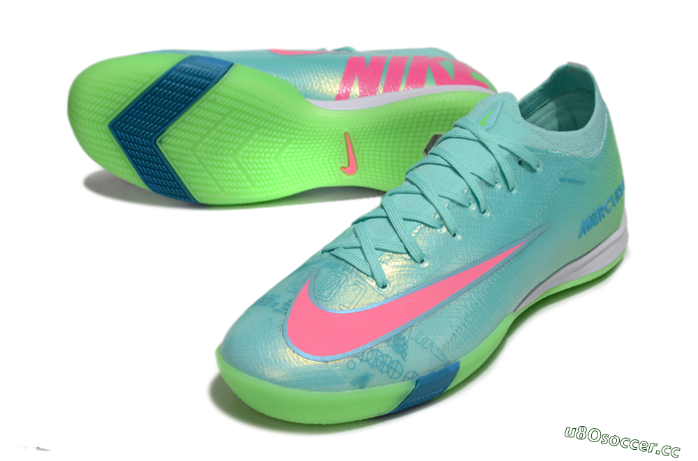 Men's Nike Air Zoom Mercurial Vapor 16 Elite IC Indoor & Futsal Low-Tops Football Shoes - Jade/Pink/Yellow 3