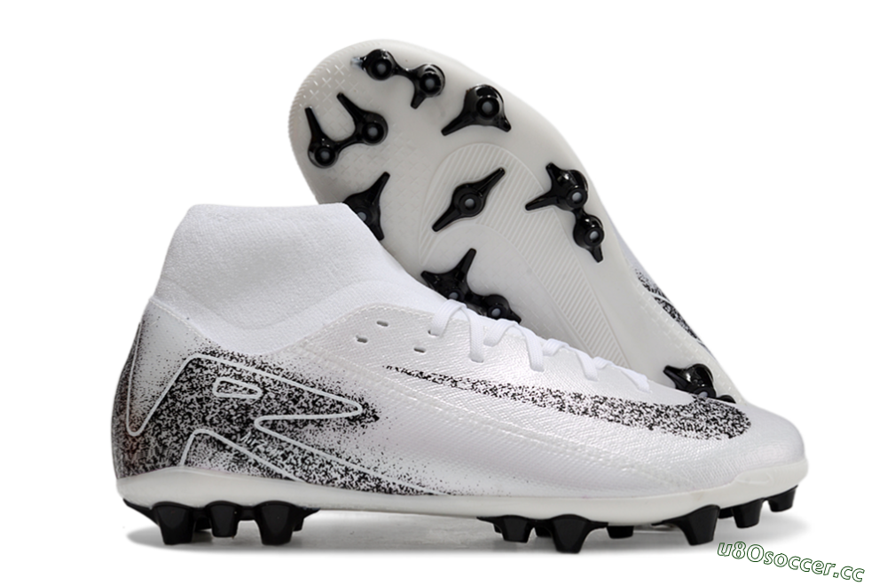 Men's Nike Air Zoom Mercurial Superfly 10 Acadamy AG Artificial Grass High-Tops Football Boots - White/Black 2