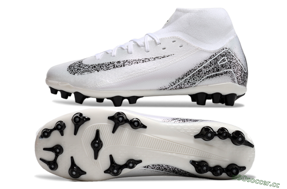 Men's Nike Air Zoom Mercurial Superfly 10 Acadamy AG Artificial Grass High-Tops Football Boots - White/Black 1