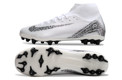 Men's Nike Air Zoom Mercurial Superfly 10 Acadamy AG Artificial Grass High-Tops Football Boots - White/Black