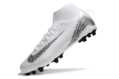 Men's Nike Air Zoom Mercurial Superfly 10 Acadamy AG Artificial Grass High-Tops Football Boots - White/Black