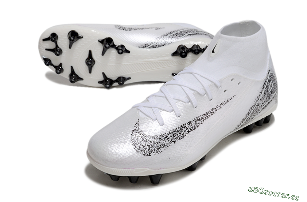Men's Nike Air Zoom Mercurial Superfly 10 Acadamy AG Artificial Grass High-Tops Football Boots - White/Black 3